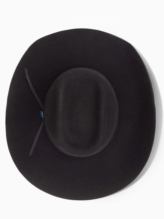 Resistol RW9TRD-CJ4207 9th ROUND 3X Cody Johnson Felt Hat Black view from above. If you need any assistance with this item or the purchase of this item please call us at five six one seven four eight eight eight zero one Monday through Saturday 10:00a.m EST to 8:00 p.m EST