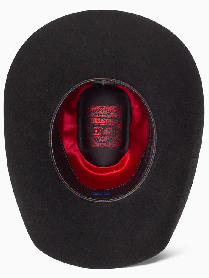 Resistol RW9TRD-CJ4207 9th ROUND 3X Cody Johnson Felt Hat Black side / front view. If you need any assistance with this item or the purchase of this item please call us at five six one seven four eight eight eight zero one Monday through Saturday 10:00a.m EST to 8:00 p.m EST