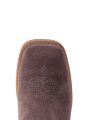 R.Watson RWK104Y Kids Roughout Wide Square Toe Western Boot Charcoal Dark Cherry toe view. If you need any assistance with this item or the purchase of this item please call us at five six one seven four eight eight eight zero one Monday through Saturday 10:00a.m EST to 8:00 p.m EST