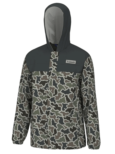 Local Boy Outfitters L1300031-DSDM Rain Jacket Dark Slate Dog & Moon front view. If you need any assistance with this item or the purchase of this item please call us at five six one seven four eight eight eight zero one Monday through Saturday 10:00a.m EST to 8:00 p.m EST