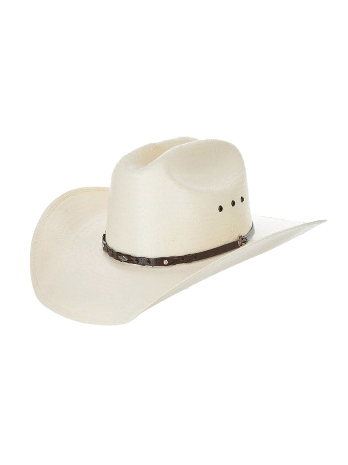 Justin JUS12775 20X LONESTAR Straw Cowboy Hat Ivory front and side view. If you need any assistance with this item or the purchase of this item please call us at five six one seven four eight eight eight zero one Monday through Saturday 10:00a.m EST to 8:00 p.m EST
