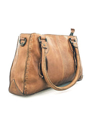 Bed Stu A450217-TADD-X Womens Rockababy Crossbody Handbag Tan side and front view. If you need any assistance with this item or the purchase of this item please call us at five six one seven four eight eight eight zero one Monday through Saturday 10:00a.m EST to 8:00 p.m EST