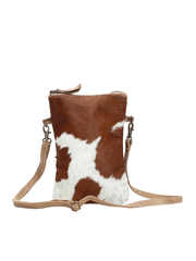 Myra Bag S-1173 Womens Hair On Crossbody Bag Brown front view. If you need any assistance with this item or the purchase of this item please call us at five six one seven four eight eight eight zero one Monday through Saturday 10:00a.m EST to 8:00 p.m EST