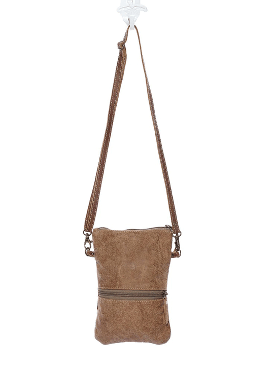Myra Bag S-1173 Womens Hair On Crossbody Bag Brown back view. If you need any assistance with this item or the purchase of this item please call us at five six one seven four eight eight eight zero one Monday through Saturday 10:00a.m EST to 8:00 p.m EST