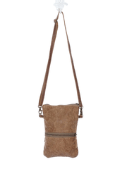 Myra Bag S-1173 Womens Hair On Crossbody Bag Brown back view. If you need any assistance with this item or the purchase of this item please call us at five six one seven four eight eight eight zero one Monday through Saturday 10:00a.m EST to 8:00 p.m EST