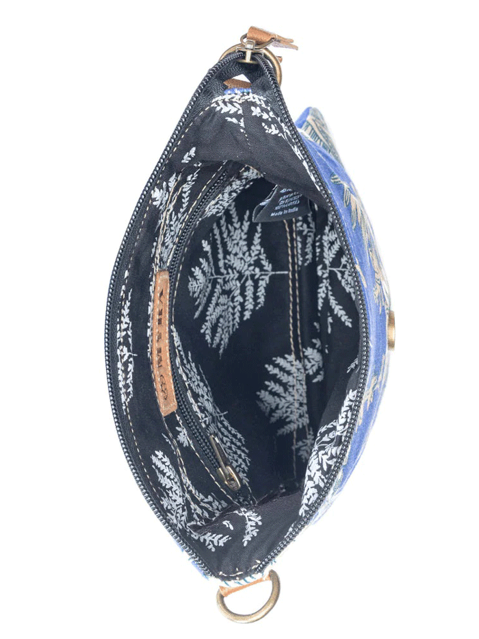 Myra Bag S-13682 Womens Azure Bloom Crossbody Bag Willow Blue front view. If you need any assistance with this item or the purchase of this item please call us at five six one seven four eight eight eight zero one Monday through Saturday 10:00a.m EST to 8:00 p.m EST
