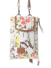Myra Bag S-13732 Womens Floralea Crossbody Phone Bag Orchid Glow White back view. If you need any assistance with this item or the purchase of this item please call us at five six one seven four eight eight eight zero one Monday through Saturday 10:00a.m EST to 8:00 p.m EST
