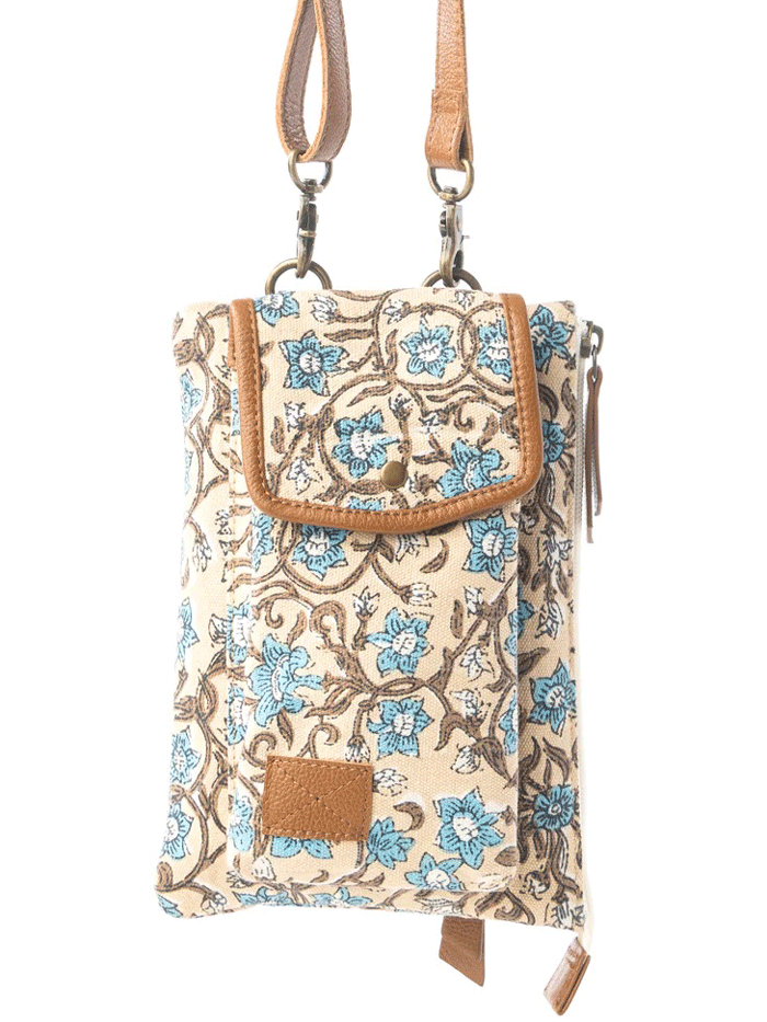 Myra Bag S-13733 Womens Skyvine Ridge Crossbody Phone Bag Cream front view. If you need any assistance with this item or the purchase of this item please call us at five six one seven four eight eight eight zero one Monday through Saturday 10:00a.m EST to 8:00 p.m EST
