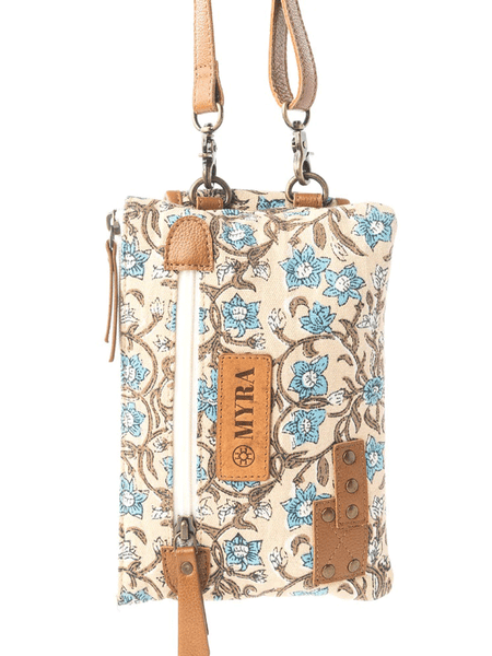 Myra Bag S-13733 Womens Skyvine Ridge Crossbody Phone Bag Cream front view. If you need any assistance with this item or the purchase of this item please call us at five six one seven four eight eight eight zero one Monday through Saturday 10:00a.m EST to 8:00 p.m EST
