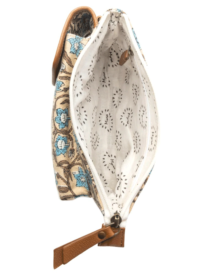 Myra Bag S-13733 Womens Skyvine Ridge Crossbody Phone Bag Cream front view. If you need any assistance with this item or the purchase of this item please call us at five six one seven four eight eight eight zero one Monday through Saturday 10:00a.m EST to 8:00 p.m EST
