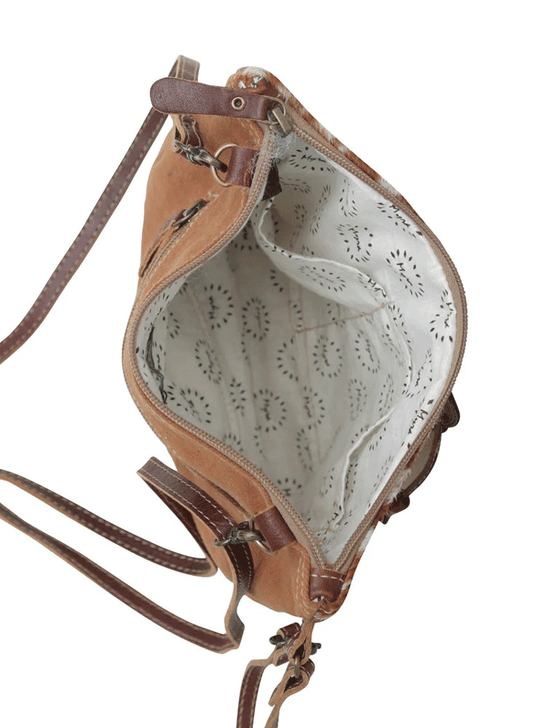 Myra Bag S-5705 Womens Dusa Small Crossbody Bag Tan inside view. If you need any assistance with this item or the purchase of this item please call us at five six one seven four eight eight eight zero one Monday through Saturday 10:00a.m EST to 8:00 p.m EST