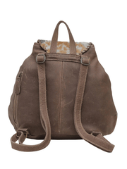 Myra Bag S-5754 Womens Dove Felt Leather Hairon Backpack Brown back view. If you need any assistance with this item or the purchase of this item please call us at five six one seven four eight eight eight zero one Monday through Saturday 10:00a.m EST to 8:00 p.m EST
