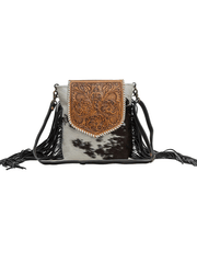 Myra Bag S-6769 Womens Ritzy Rift Hand Tooled Bag Black front view. If you need any assistance with this item or the purchase of this item please call us at five six one seven four eight eight eight zero one Monday through Saturday 10:00a.m EST to 8:00 p.m EST

