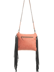 Myra Bag S-9602 Womens Millstone Fringed Hand Tooled Bag Pink back view. If you need any assistance with this item or the purchase of this item please call us at five six one seven four eight eight eight zero one Monday through Saturday 10:00a.m EST to 8:00 p.m EST
