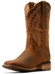 Ariat 10051039 Womens Olena Square Toe Western Boots Sassy Brown outer side / front view. If you need any assistance with this item or the purchase of this item please call us at five six one seven four eight eight eight zero one Monday through Saturday 10:00a.m EST to 8:00 p.m EST