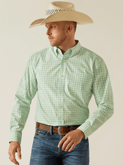 Ariat 10054733 Mens Team Pierson Classic Fit Shirt Light Green front view. If you need any assistance with this item or the purchase of this item please call us at five six one seven four eight eight eight zero one Monday through Saturday 10:00a.m EST to 8:00 p.m EST

