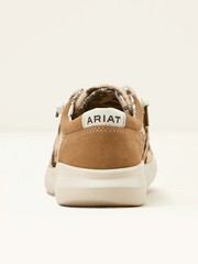 Ariat 10061345 Womens Hilo Shoe Brindle Hair On White and Tan back view. If you need any assistance with this item or the purchase of this item please call us at five six one seven four eight eight eight zero one Monday through Saturday 10:00a.m EST to 8:00 p.m EST