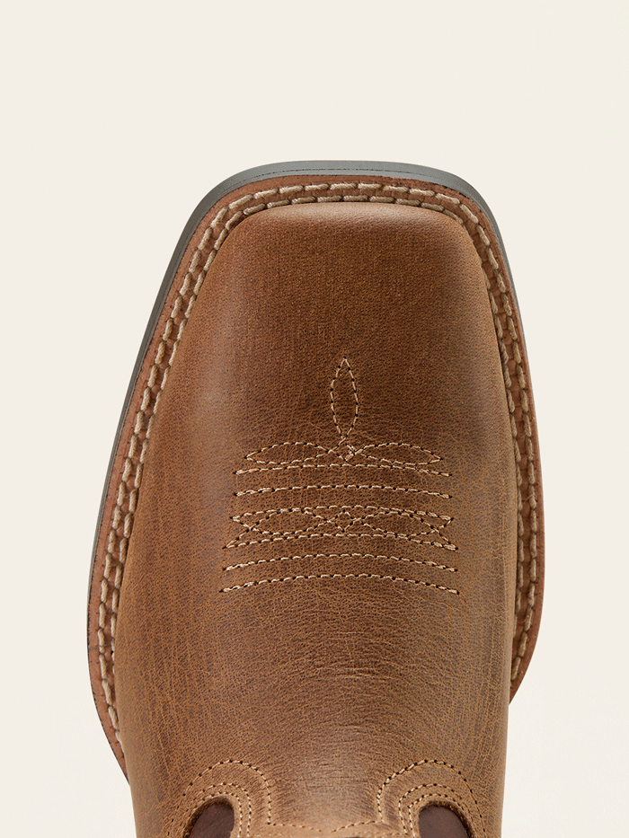 Ariat 10061136 Kids Ruidoso Western Boot Pearl Brown front and side view. If you need any assistance with this item or the purchase of this item please call us at five six one seven four eight eight eight zero one Monday through Saturday 10:00a.m EST to 8:00 p.m EST