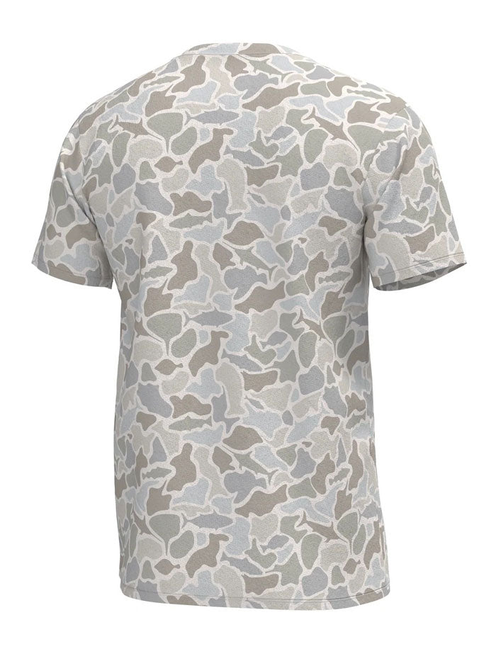 Local Boy Outfitters L1400082-SWC Mens Short Sleeve Heather Blend Crew Tee Saltwater Camo front view. If you need any assistance with this item or the purchase of this item please call us at five six one seven four eight eight eight zero one Monday through Saturday 10:00a.m EST to 8:00 p.m EST