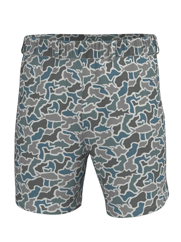 Local Boy Outfitters L1600002-FCM Mens Volley Shorts Fish Camo front view. If you need any assistance with this item or the purchase of this item please call us at five six one seven four eight eight eight zero one Monday through Saturday 10:00a.m EST to 8:00 p.m EST