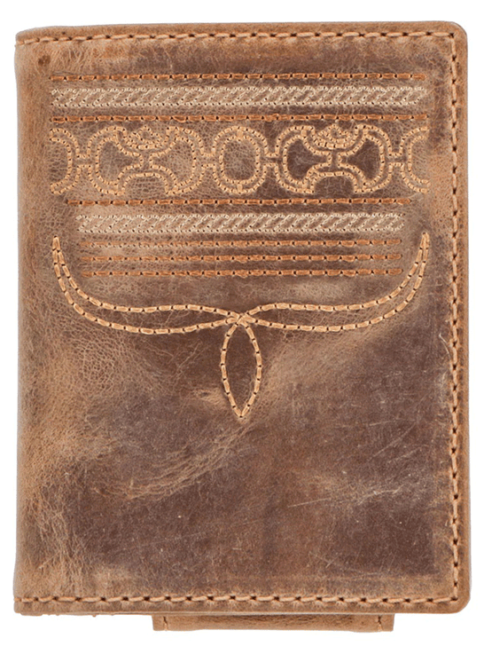 Hooey HFW036-BR Mens DALTON Stitching Bifold Money Clip Smooth Brown front view. If you need any assistance with this item or the purchase of this item please call us at five six one seven four eight eight eight zero one Monday through Saturday 10:00a.m EST to 8:00 p.m EST