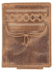 Hooey HFW036-BR Mens DALTON Stitching Bifold Money Clip Smooth Brown front view. If you need any assistance with this item or the purchase of this item please call us at five six one seven four eight eight eight zero one Monday through Saturday 10:00a.m EST to 8:00 p.m EST