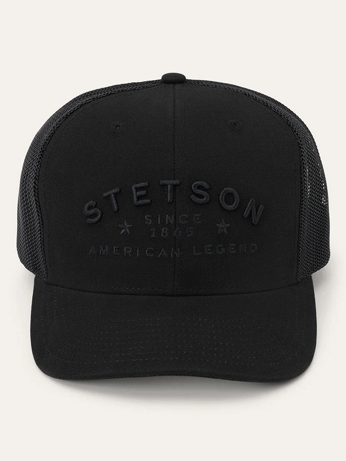 Stetson SCSLMC-002807 American Legend Trucker Cap Black side view. If you need any assistance with this item or the purchase of this item please call us at five six one seven four eight eight eight zero one Monday through Saturday 10:00a.m EST to 8:00 p.m EST