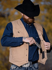Wyoming Traders CCV-TAN Mens Texas Concealed Carry Canvas Vest Tan front view. If you need any assistance with this item or the purchase of this item please call us at five six one seven four eight eight eight zero one Monday through Saturday 10:00a.m EST to 8:00 p.m EST
