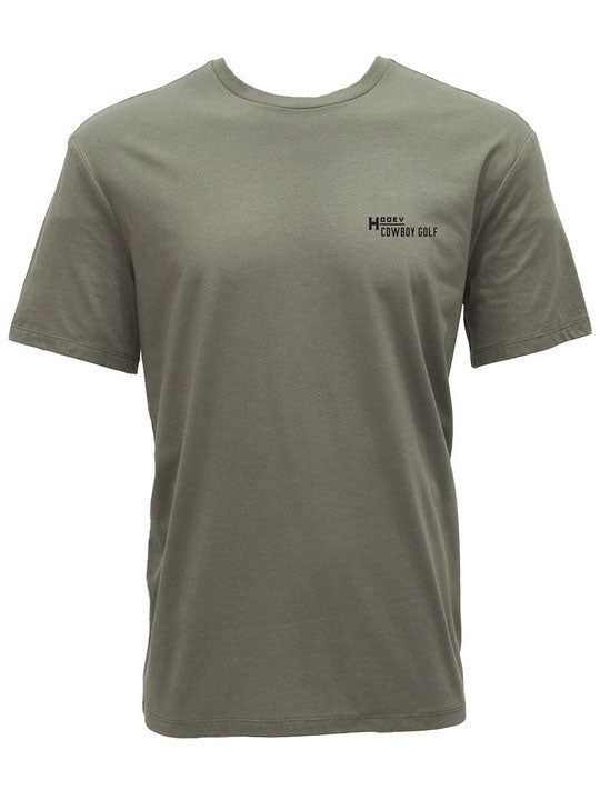 Hooey HT1906OL Country Clubbin T-Shirt Olive Green front view. If you need any assistance with this item or the purchase of this item please call us at five six one seven four eight eight eight zero one Monday through Saturday 10:00a.m EST to 8:00 p.m EST