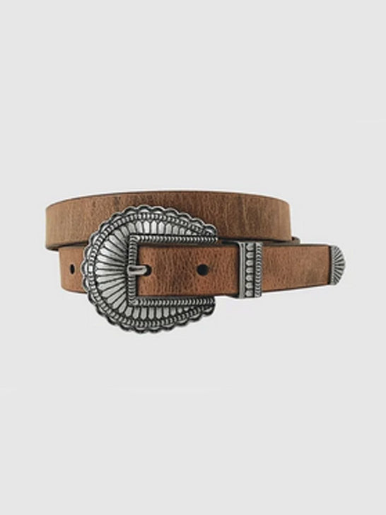 Cowgirls Rock 9666300 Womens Distressed Leather Belt Brown front view. If you need any assistance with this item or the purchase of this item please call us at five six one seven four eight eight eight zero one Monday through Saturday 10:00a.m EST to 8:00 p.m EST
