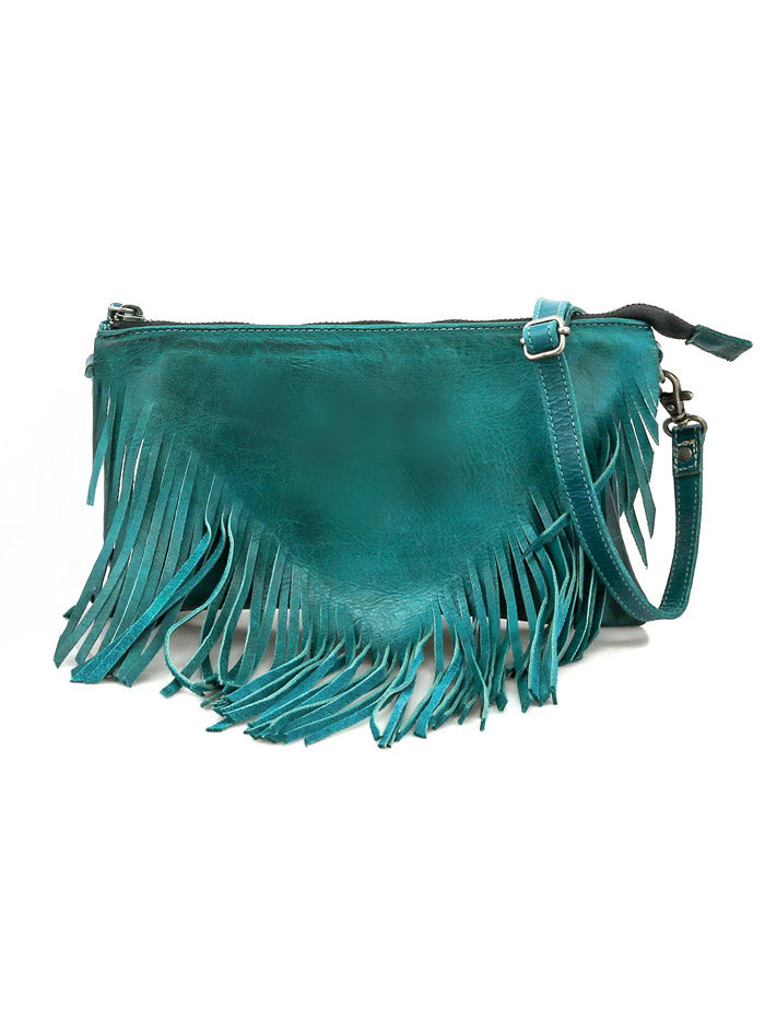 Bed Stu A694264-ATTLDD-X Womens Silverrock Crossbody Handbag Arctic Teal front view on model. If you need any assistance with this item or the purchase of this item please call us at five six one seven four eight eight eight zero one Monday through Saturday 10:00a.m EST to 8:00 p.m EST
