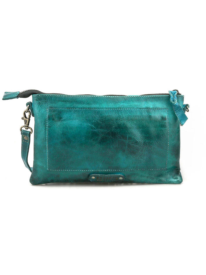 Bed Stu A694264-ATTLDD-X Womens Silverrock Crossbody Handbag Arctic Teal front view on model. If you need any assistance with this item or the purchase of this item please call us at five six one seven four eight eight eight zero one Monday through Saturday 10:00a.m EST to 8:00 p.m EST
