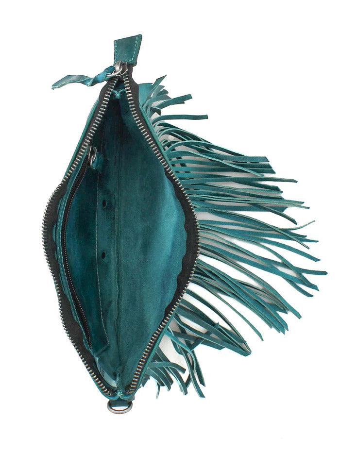Bed Stu A694264-ATTLDD-X Womens Silverrock Crossbody Handbag Arctic Teal front view on model. If you need any assistance with this item or the purchase of this item please call us at five six one seven four eight eight eight zero one Monday through Saturday 10:00a.m EST to 8:00 p.m EST

