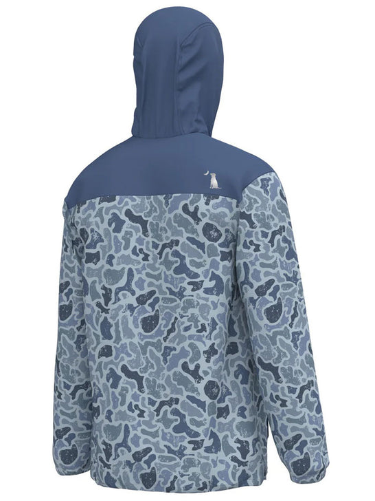 Local Boy Outfitters L1300031-DLF Mens Rain Jacket Distressed LCF Cobalt back view. If you need any assistance with this item or the purchase of this item please call us at five six one seven four eight eight eight zero one Monday through Saturday 10:00a.m EST to 8:00 p.m EST