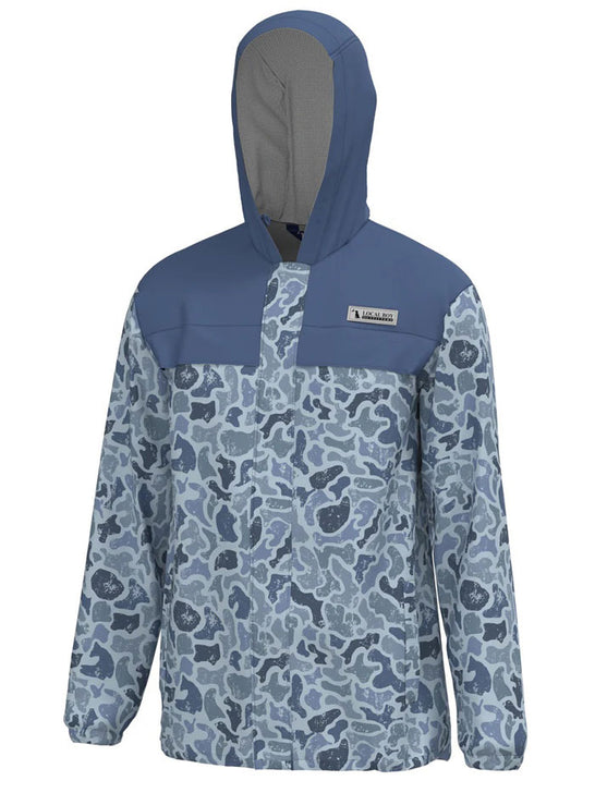 Local Boy Outfitters L1300031-DLF Mens Rain Jacket Distressed LCF Cobalt front view. If you need any assistance with this item or the purchase of this item please call us at five six one seven four eight eight eight zero one Monday through Saturday 10:00a.m EST to 8:00 p.m EST
