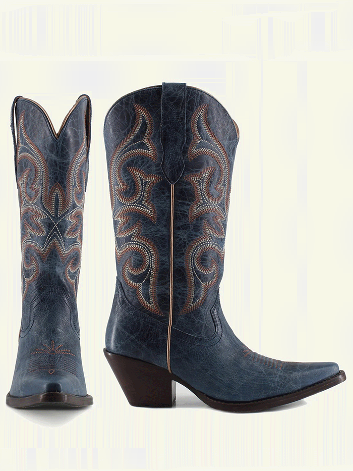 Buck & Brana TESSA Ladies Western Boots Petrol Blue side / front view. If you need any assistance with this item or the purchase of this item please call us at five six one seven four eight eight eight zero one Monday through Saturday 10:00a.m EST to 8:00 p.m EST