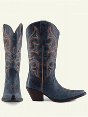 Buck & Brana TESSA Ladies Western Boots Petrol Blue front and side view. If you need any assistance with this item or the purchase of this item please call us at five six one seven four eight eight eight zero one Monday through Saturday 10:00a.m EST to 8:00 p.m EST