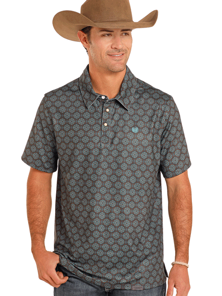 Panhandle TM51T04905 Mens Performance Snap Polo Turquoise front view. If you need any assistance with this item or the purchase of this item please call us at five six one seven four eight eight eight zero one Monday through Saturday 10:00a.m EST to 8:00 p.m EST