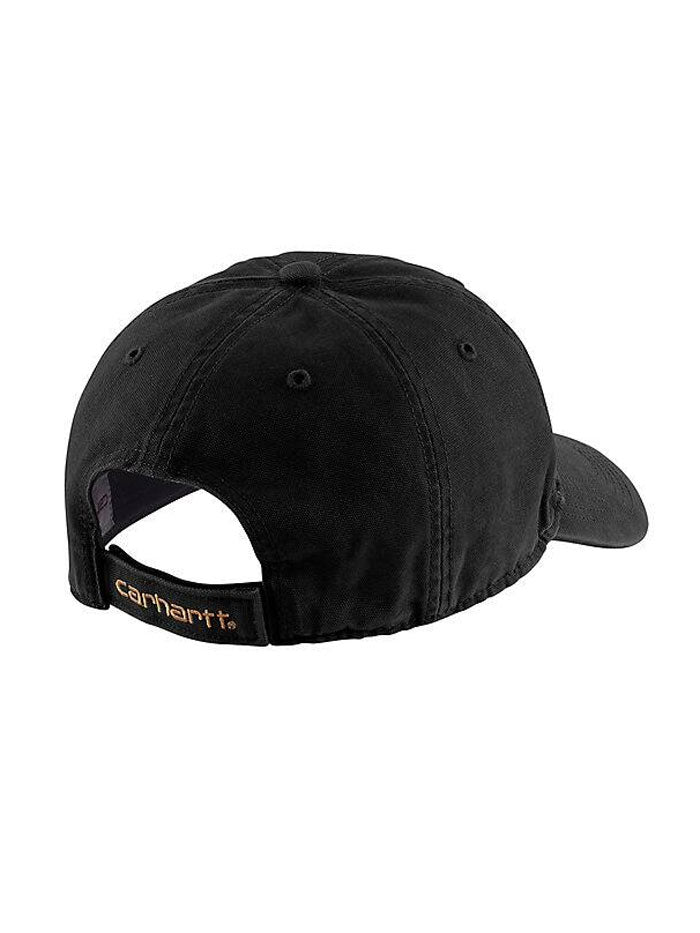 Carhartt 100289-001 Canvas Cap Black side / front view. If you need any assistance with this item or the purchase of this item please call us at five six one seven four eight eight eight zero one Monday through Saturday 10:00a.m EST to 8:00 p.m EST