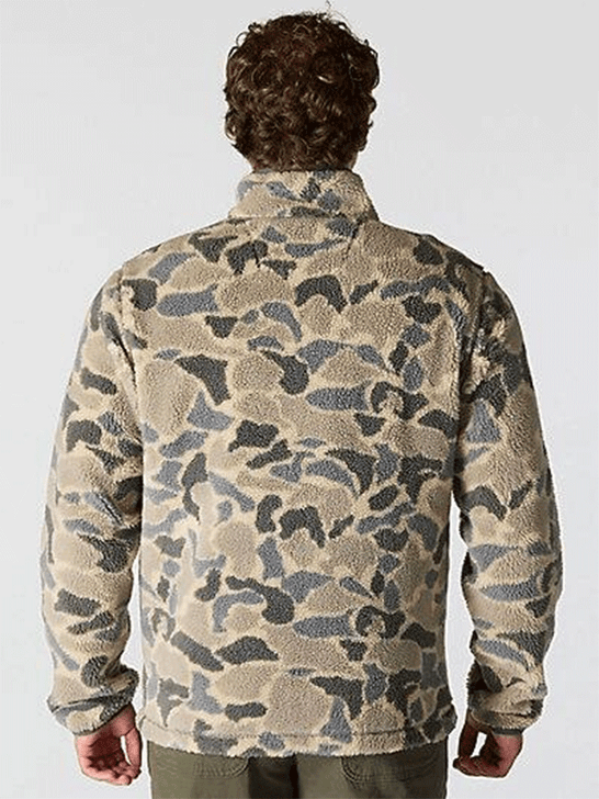 Carhartt 106443-GM5 Mens Loose Fit Fleece Pullover 2 Warmer Rating Khaki Vintage Camo back view. If you need any assistance with this item or the purchase of this item please call us at five six one seven four eight eight eight zero one Monday through Saturday 10:00a.m EST to 8:00 p.m EST