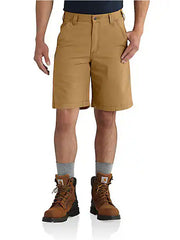 Carhartt 102514-918 Mens Rugged Flex® Relaxed Fit Canvas Work Short Hickory front view. If you need any assistance with this item or the purchase of this item please call us at five six one seven four eight eight eight zero one Monday through Saturday 10:00a.m EST to 8:00 p.m EST