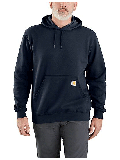 Carhartt K121-472 Mens Loose Fit Midweight Hoodie New Navy front view. If you need any assistance with this item or the purchase of this item please call us at five six one seven four eight eight eight zero one Monday through Saturday 10:00a.m EST to 8:00 p.m EST

