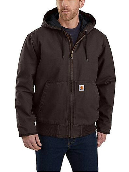 Carhartt 104050-DKB Mens Washed Duck Insulated Active Jac Dark Brown front view. If you need any assistance with this item or the purchase of this item please call us at five six one seven four eight eight eight zero one Monday through Saturday 10:00a.m EST to 8:00 p.m EST