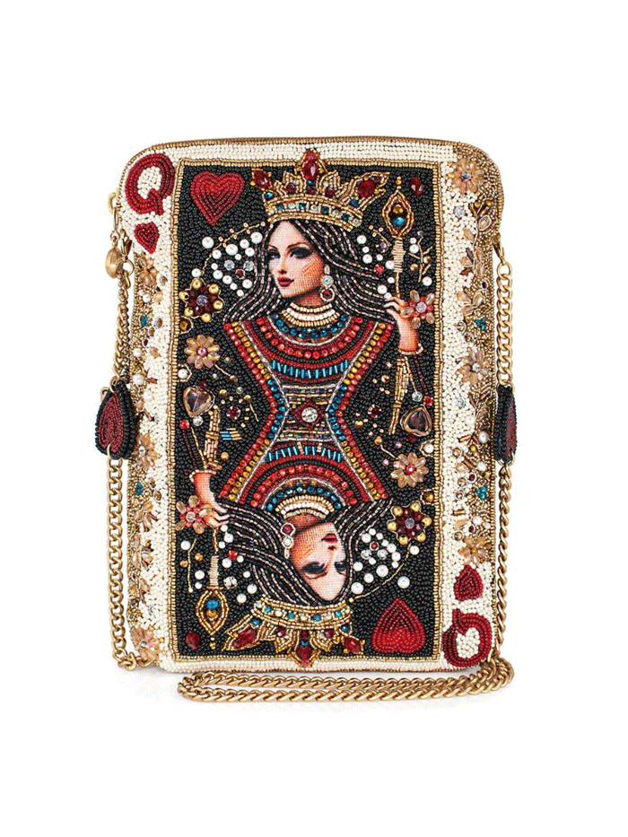 Mary Frances MINI S002-411 THE QUEEN Mini Crossbody Handbag front view.If you need any assistance with this item or the purchase of this item please call us at five six one seven four eight eight eight zero one Monday through Saturday 10:00a.m EST to 8:00 p.m EST
