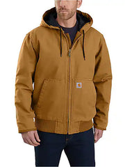 Carhartt 104050-BRN Mens Washed Duck Insulated Active Jac Brown front view. If you need any assistance with this item or the purchase of this item please call us at five six one seven four eight eight eight zero one Monday through Saturday 10:00a.m EST to 8:00 p.m EST