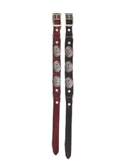 Fashionwest BBR-20BK BBR-20BR Leather Boot Strap With Conchos Black Or Brown front view. If you need any assistance with this item or the purchase of this item please call us at five six one seven four eight eight eight zero one Monday through Saturday 10:00a.m EST to 8:00 p.m EST