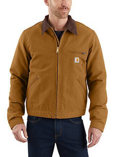 Carhartt 103828-BRN Mens Iconic J01 Duck Detroit Jacket Brown front view. If you need any assistance with this item or the purchase of this item please call us at five six one seven four eight eight eight zero one Monday through Saturday 10:00a.m EST to 8:00 p.m EST
