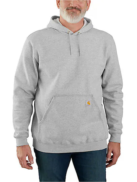 Carhartt K121-HGY Mens Loose Fit Midweight Hoodie Heather Gray front view. If you need any assistance with this item or the purchase of this item please call us at five six one seven four eight eight eight zero one Monday through Saturday 10:00a.m EST to 8:00 p.m EST