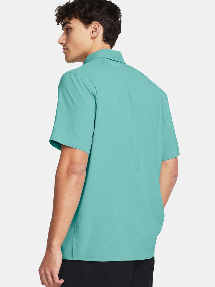 Under Armour 1369306 Mens UA Drift Tide 2.0 Short Sleeve Turquoise front view. If you need any assistance with this item or the purchase of this item please call us at five six one seven four eight eight eight zero one Monday through Saturday 10:00a.m EST to 8:00 p.m EST