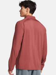 Under Armour 1383570-611 Mens UA Fish Pro Hybrid Woven Long Sleeve Cinna Red Coral back view. If you need any assistance with this item or the purchase of this item please call us at five six one seven four eight eight eight zero one Monday through Saturday 10:00a.m EST to 8:00 p.m EST